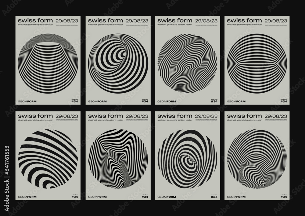 Poster collection of geometric swiss design posters. set of abstract circle shapes. cool modern minimalist 