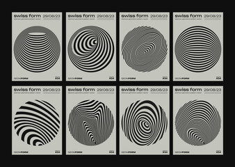 Collection of Geometric Swiss Design Posters. Set of Abstract Circle Shapes. Cool Modern Minimalist Covers.