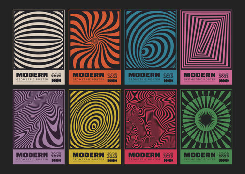 Set Of Retro Geometric Posters. Swiss Design Placards. Modern Covers Collection. Abstract Geometrical Textures.