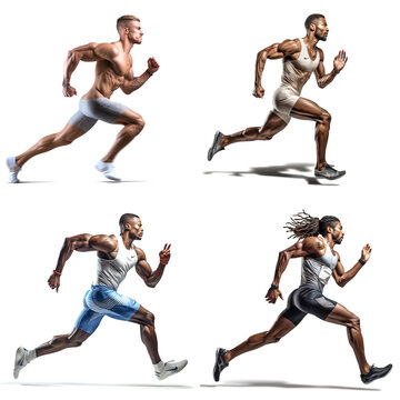PNG image of a professional running athlete in a running pose on a transparent background.