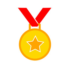 award medal vector with red ribbon