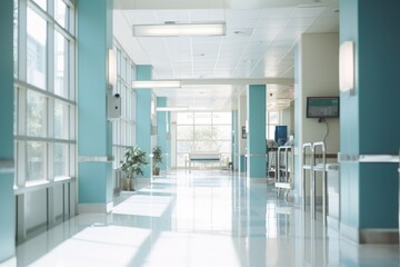 hospital hallway - medical care - soft focused, for text overlay - AI Generated