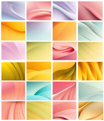 Set of smooth and curvy lines background, banner set.