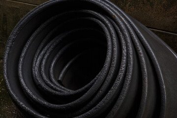 Roll of rubber membrane waterproofing.  Construction material.