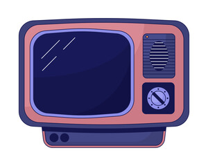 Vintage television flat line color isolated vector object. Broken. Editable clip art image on white background. Simple outline cartoon spot illustration for web design