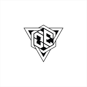 recommend clip art: OE Letter Logo monogram hexagon shape with triangle geometric outline sharp modern design