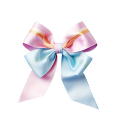 Beautiful multicolored blue with pink bow on transparent background, png