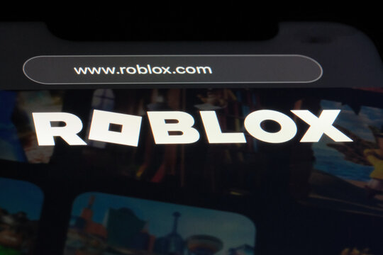 Shanghai,China-March 31st 2023: Roblox logo on company official website. Online game platform and game creation system by Roblox Corporation