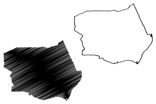 Barendrecht municipality (Kingdom of the Netherlands, Holland, South Holland or Zuid-Holland province) map vector illustration, scribble sketch map