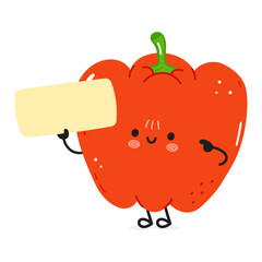 Red bell pepper poster character. Vector hand drawn cartoon kawaii character illustration. Isolated white background. Red bell pepper poster