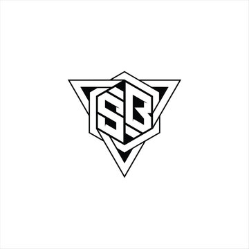 recommend clip art: SB Letter Logo monogram hexagon shape with triangle geometric outline sharp modern design