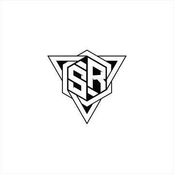 recommend clip art: SR Letter Logo monogram hexagon shape with triangle geometric outline sharp modern design