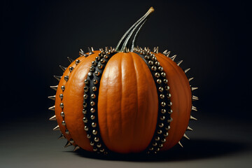 Punk Rock Inspired Halloween Pumpkin with Metal Rivets