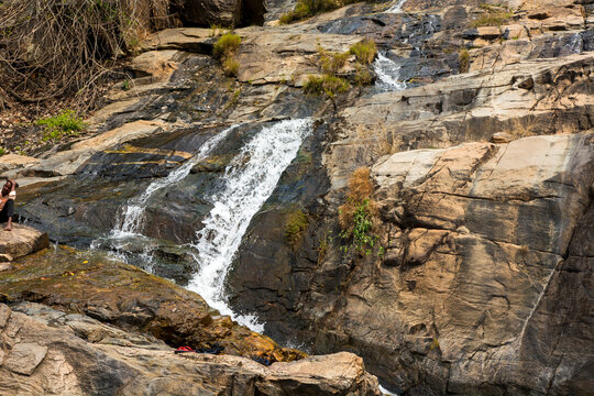 Close-up of Bamni waterfall at Ajodhya pahar in Purulia.