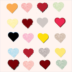 Doodle hearts, hand drawn love heart collection.