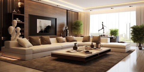 Contemporary living room with comfortable couch