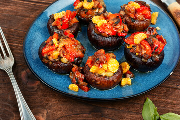 Baked stuffed mushroom caps