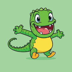 Cute crocodile happy mood vector illustration