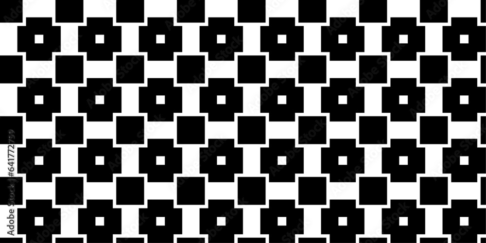 Poster A pattern of black squares and simple thick crosses. Vector seamless simple pattern.