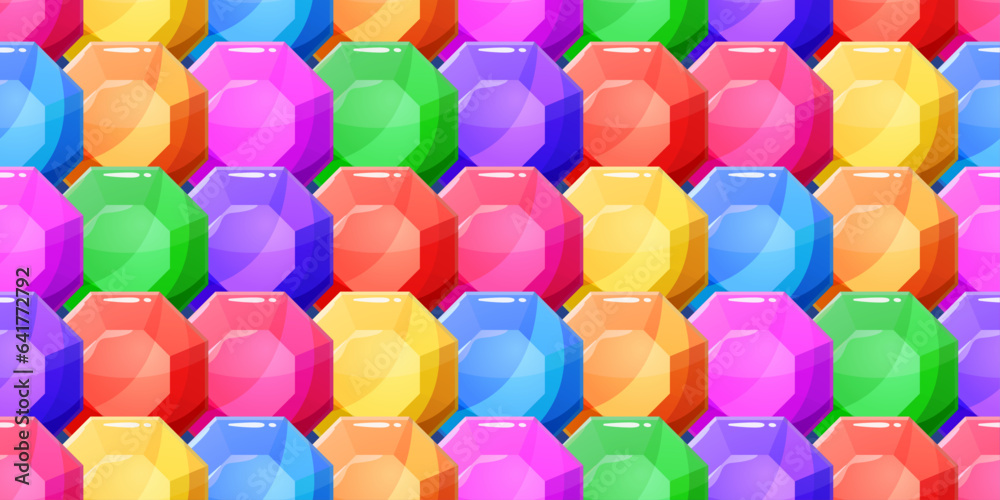 Aufkleber background from colored octagonal gems. seamless background of bright colored gems.