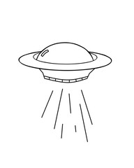 Ufo ship space line art or cartoon ship aliens invantion with color and line art  that can be use for social media, wallpaper, e.t.c . Stock illustration