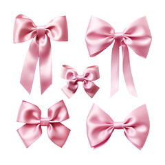 set of pink bows - obrazy, fototapety, plakaty