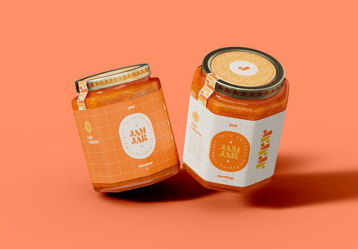 Two Jam Jars Packaging Mockup