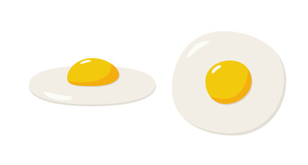 Fried eggs. Breakfast concept. Isolated on white background. Flat design.
