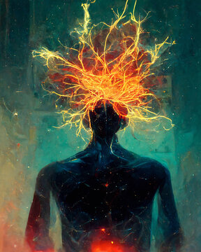 There human brain exploding with thought and imagination