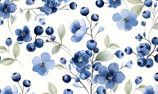 Ai fiori e bacche bli, acquerello 02