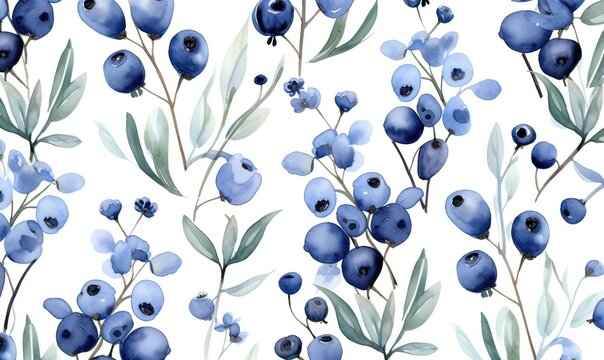 Ai fiori e bacche bli, acquerello 01