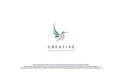 birds hummingbird fly lines logo design vector symbol icon illustration © chestone
