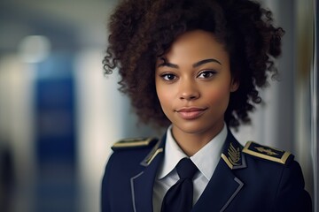 Black woman pilot going to the plane, confident woman - obrazy, fototapety, plakaty