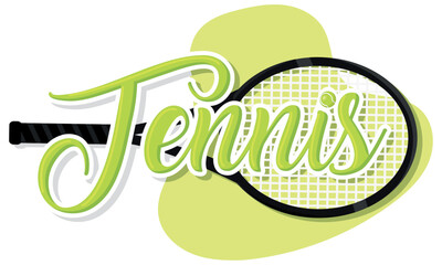 tennis rackets in a poster with text Vector