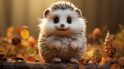 Image of a cute hedgehog sitting on a abstract background.