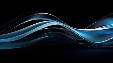 Image of abstract turbulent wavy lines in shades of blue and silver on a black background.