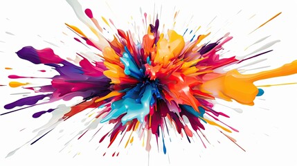 Explosion illustration, captured in vibrant colors and abstract shapes, isolated on a white background.
