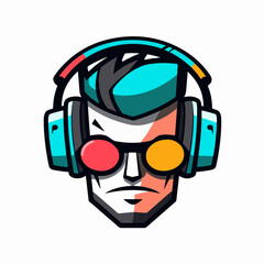 DJ character cartoon logo vector symbol