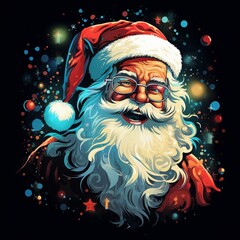 Beautiful portrait of Santa. A beautiful image with the image of Santa. Christmas card, poster. Bright colors and clear lines convey a festive mood