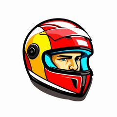 Motorcyclist race car driver character cartoon logo vector symbol