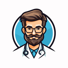 Doctor character cartoon logo vector symbol