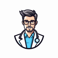 Doctor character cartoon logo vector symbol
