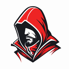 Assassin in shrouded cloak symbol logo
