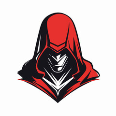 Assassin in shrouded cloak symbol logo