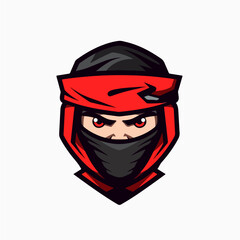 Ninja head character logo symbol vector