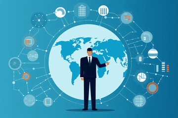 business person with network illustration