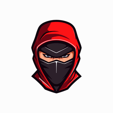 Ninja head character logo symbol vector