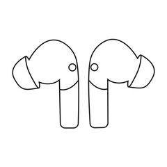 Wireless earphones. Icon with long blank background - Flat Design
