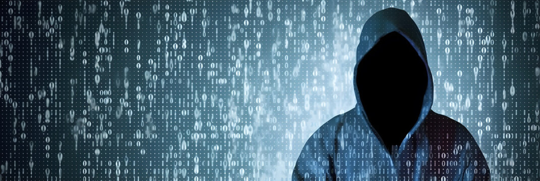 Hacker without face. Concept of dark web, hacking cybersecurity. AI generated image