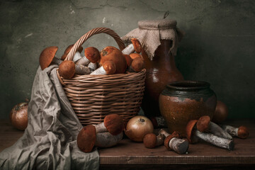 still life with mushrooms